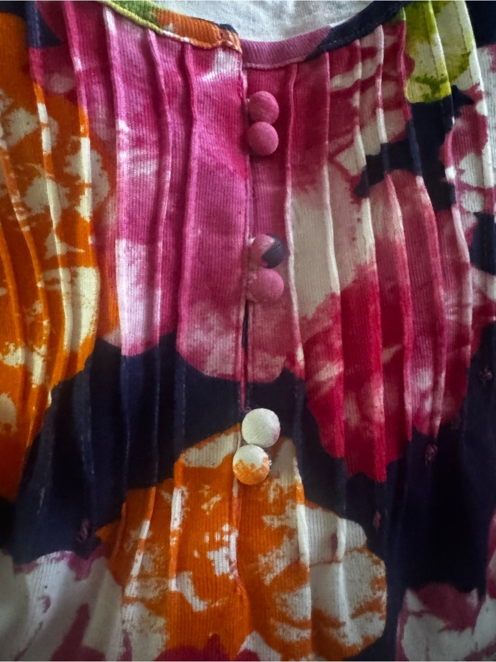 Caribbean Joe Floral Multi Abstract Print Chiffon Sleeve Top Resort Med EUC - Picture 2 of 5